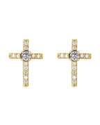 Brinco Cruz Cravejado em Ouro 14k com Diamantes Naturais