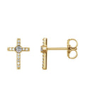Brinco Cruz Cravejado em Ouro 14k com Diamantes Naturais
