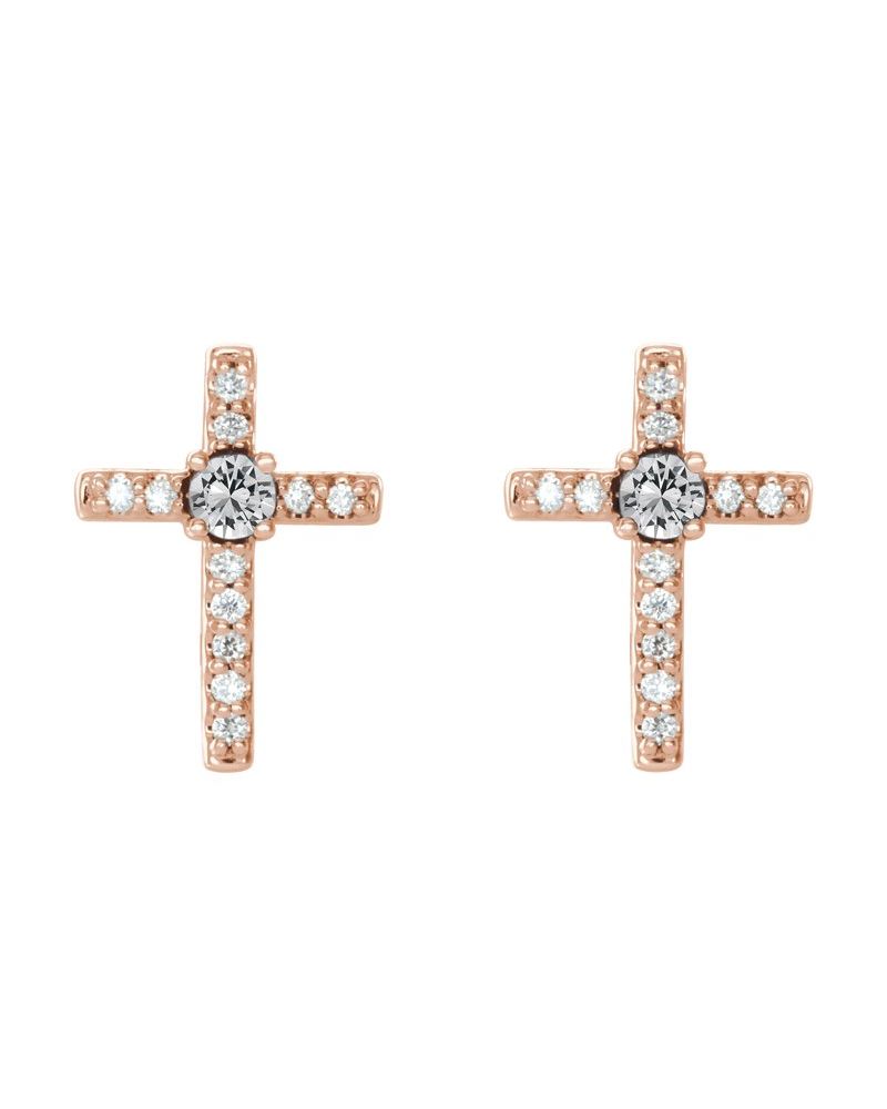 Brinco Cruz Cravejado em Ouro 14k com Diamantes Naturais