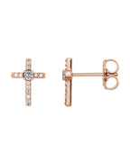 Brinco Cruz Cravejado em Ouro 14k com Diamantes Naturais