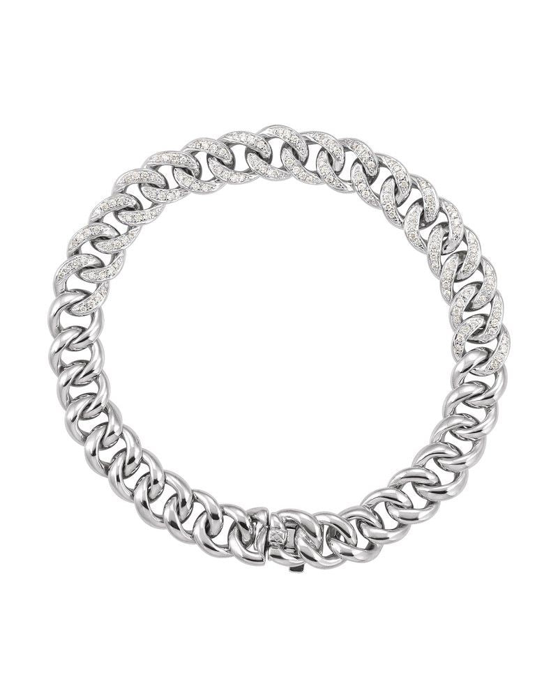 Pulseira Grumet Cravejada em Ouro 14k com Diamantes Naturais