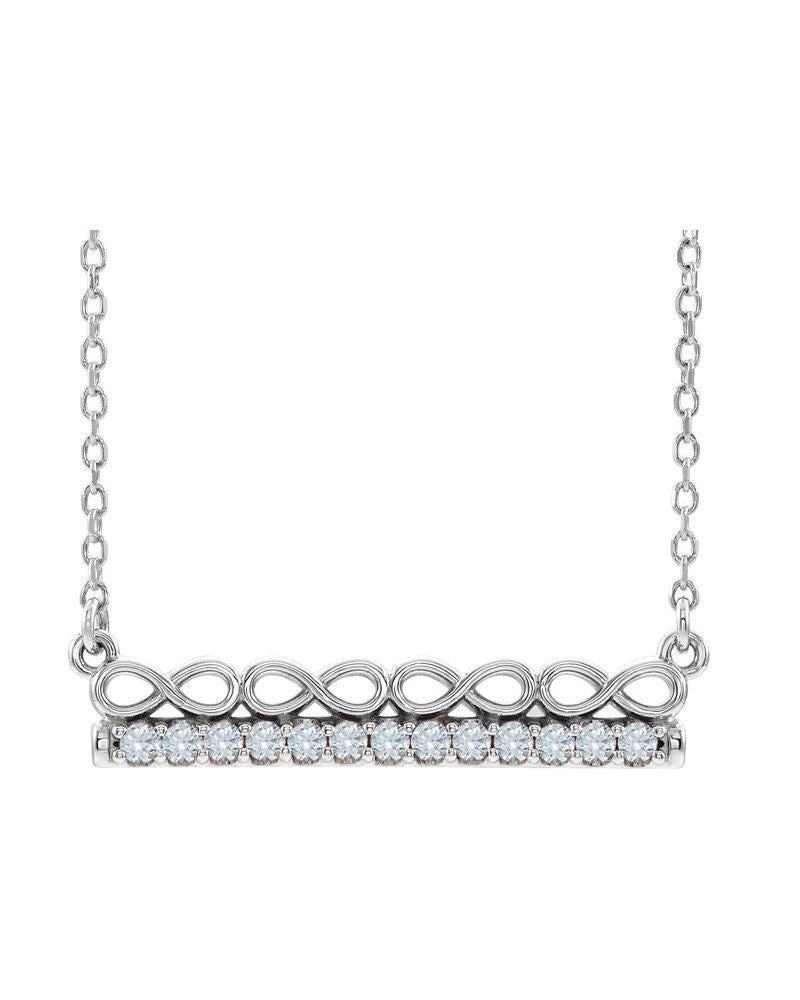 Colar Infinito Barra em Ouro 14k com Diamantes Naturais