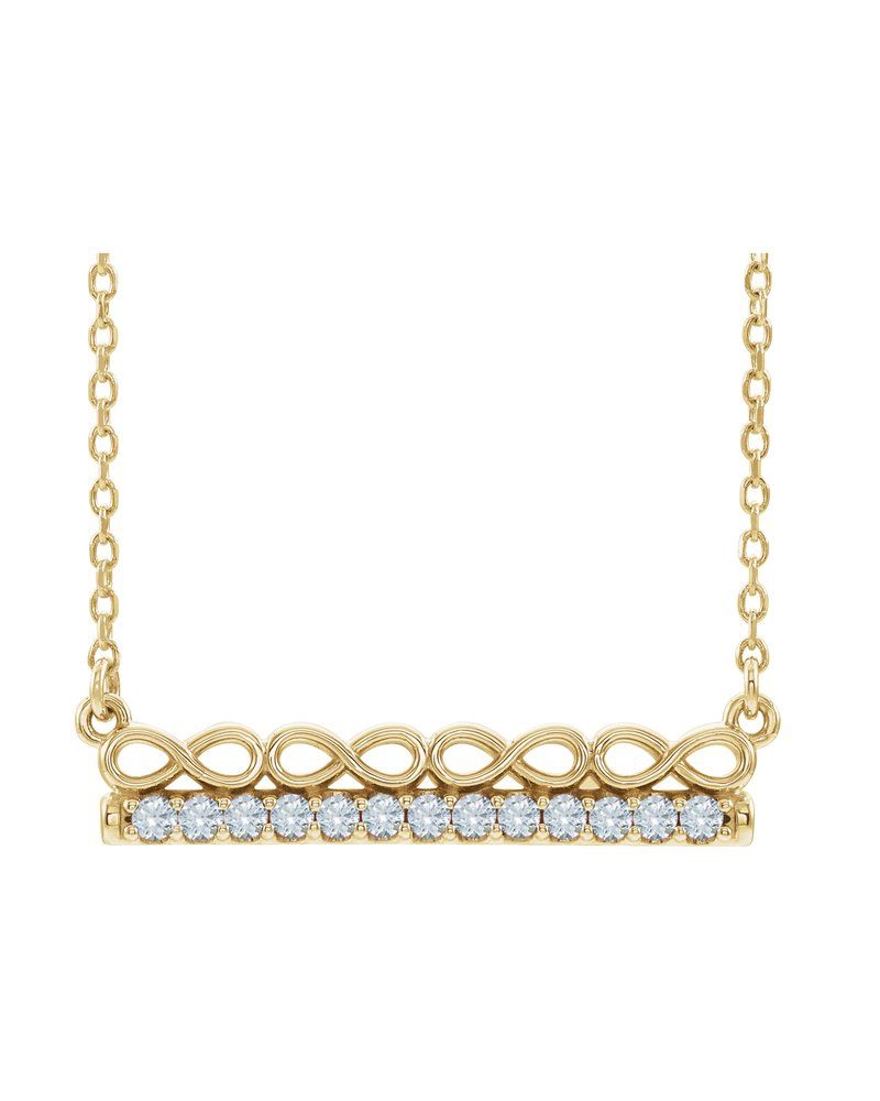 Colar Infinito Barra em Ouro 14k com Diamantes Naturais