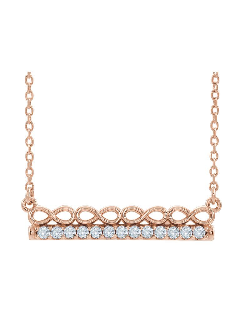 Colar Infinito Barra em Ouro 14k com Diamantes Naturais