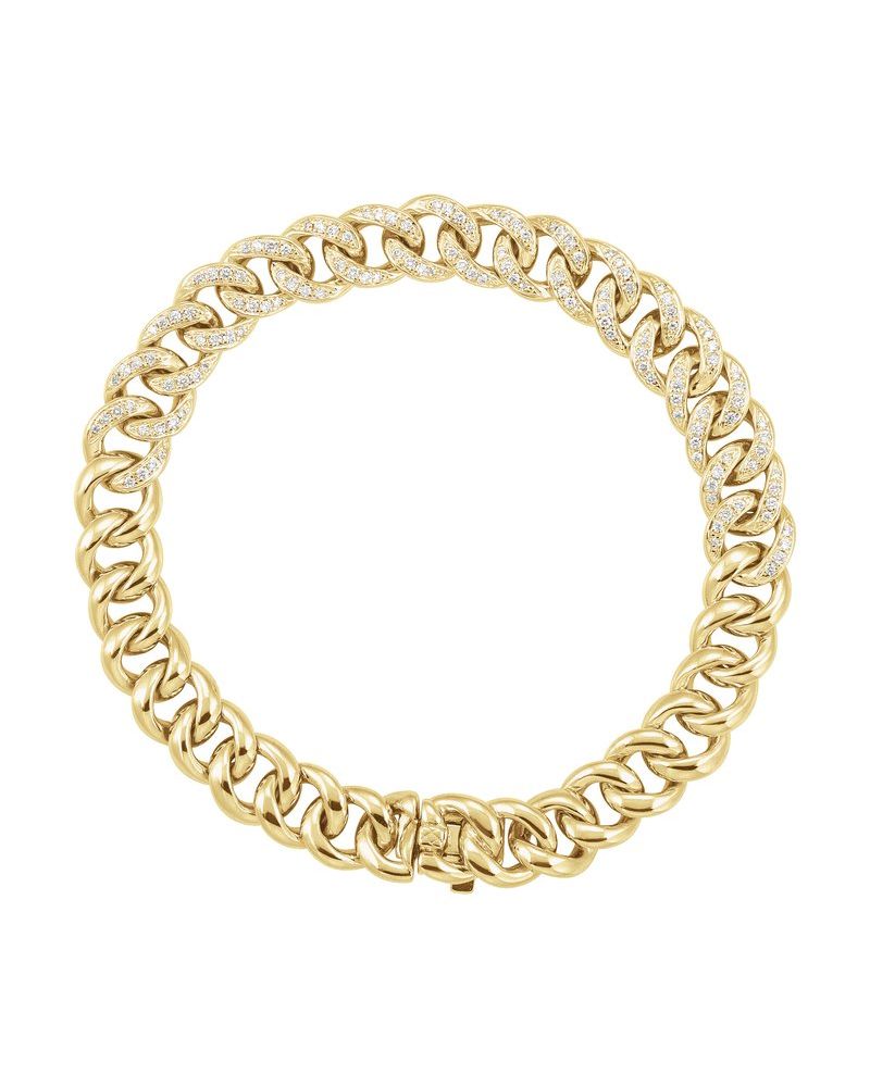 Pulseira Grumet Cravejada em Ouro 14k com Diamantes Naturais