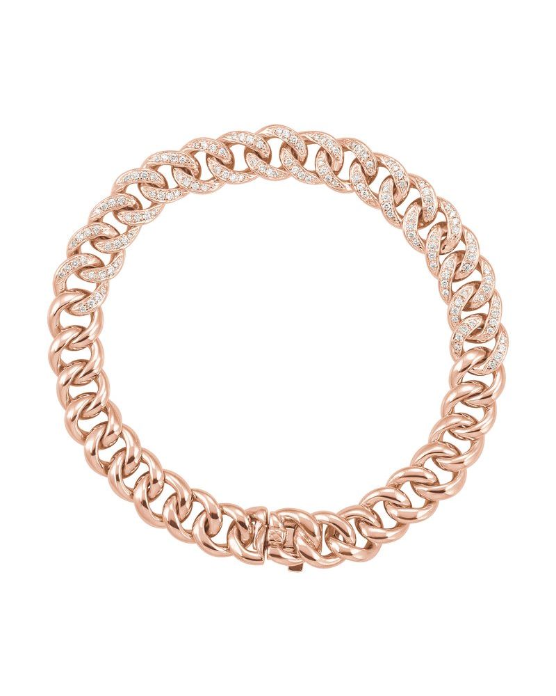 Pulseira Grumet Cravejada em Ouro 14k com Diamantes Naturais