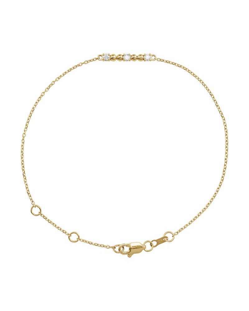Pulseira Bolinhas Barra em Ouro 14k com Diamantes Naturais