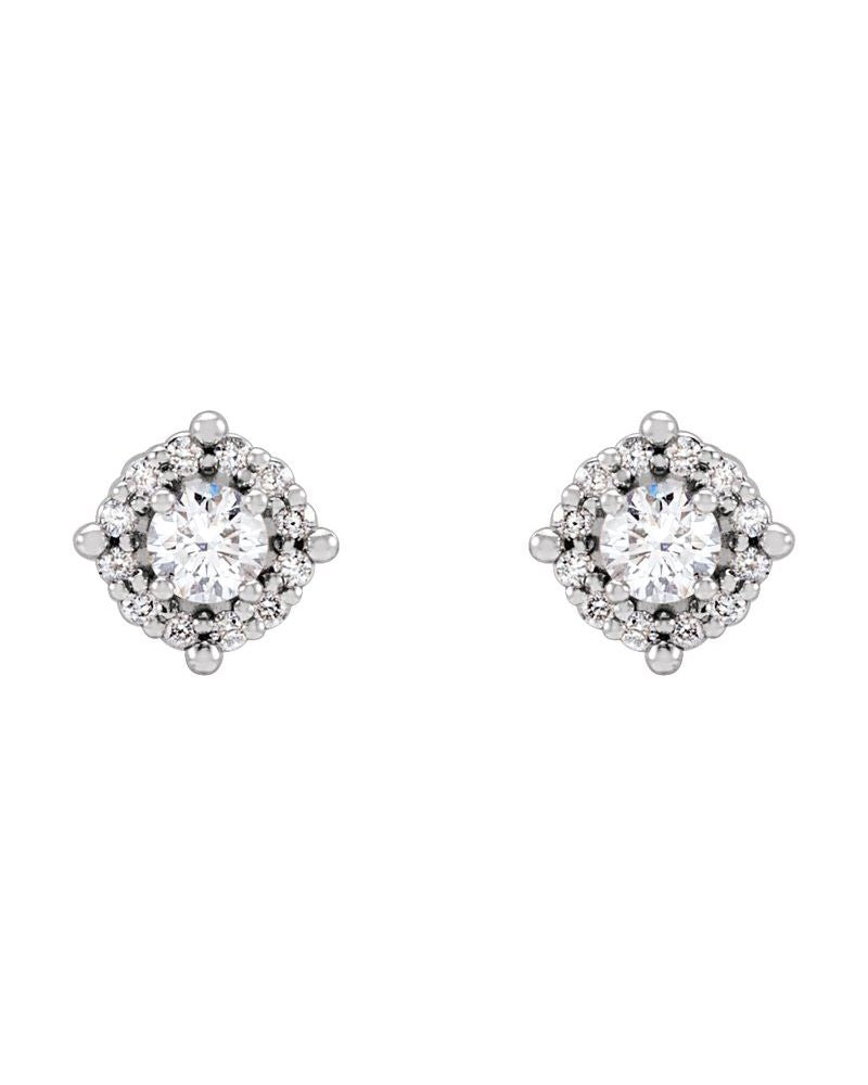 Brinco Halo em Ouro 14k com Diamantes Naturais