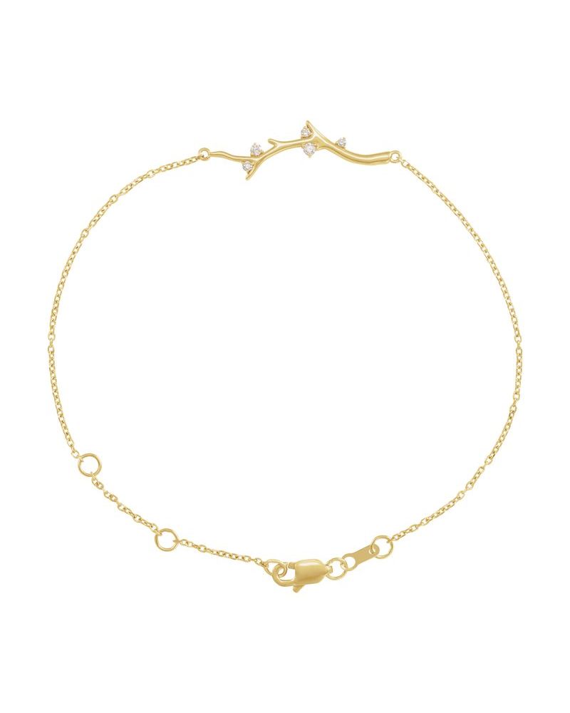 Pulseira Galho Barra em Ouro 14k com Diamantes Naturais