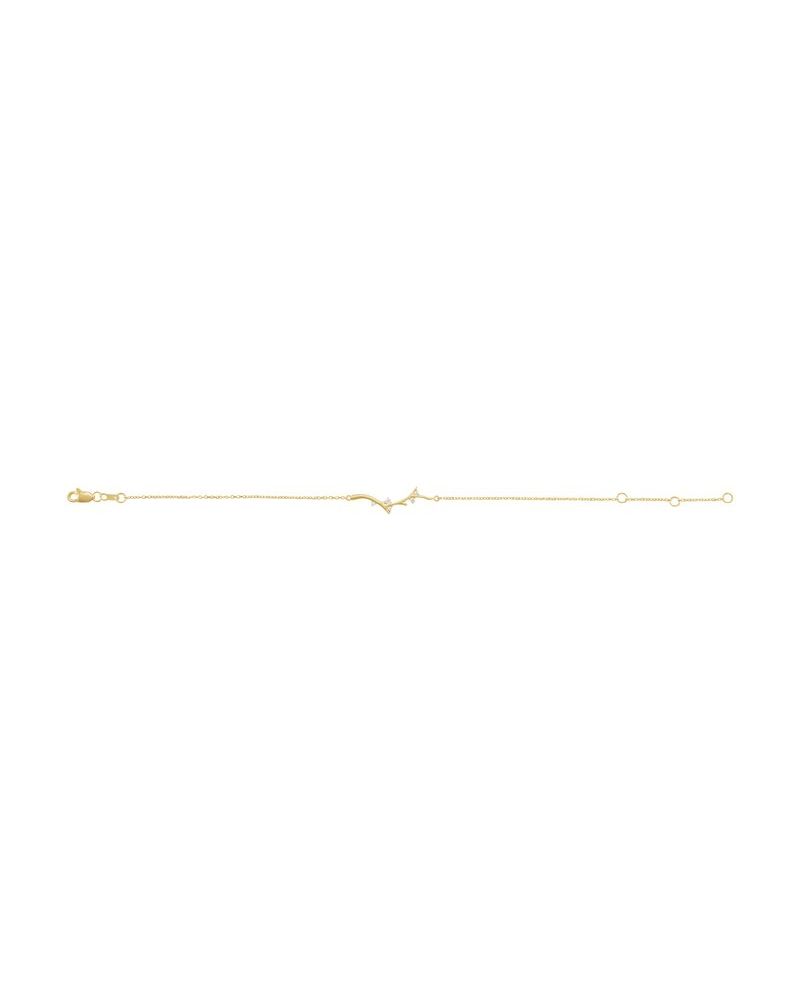 Pulseira Galho Barra em Ouro 14k com Diamantes Naturais