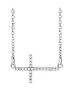 Colar Cruz Horizontal em Ouro 14k com Diamantes de Laboratório