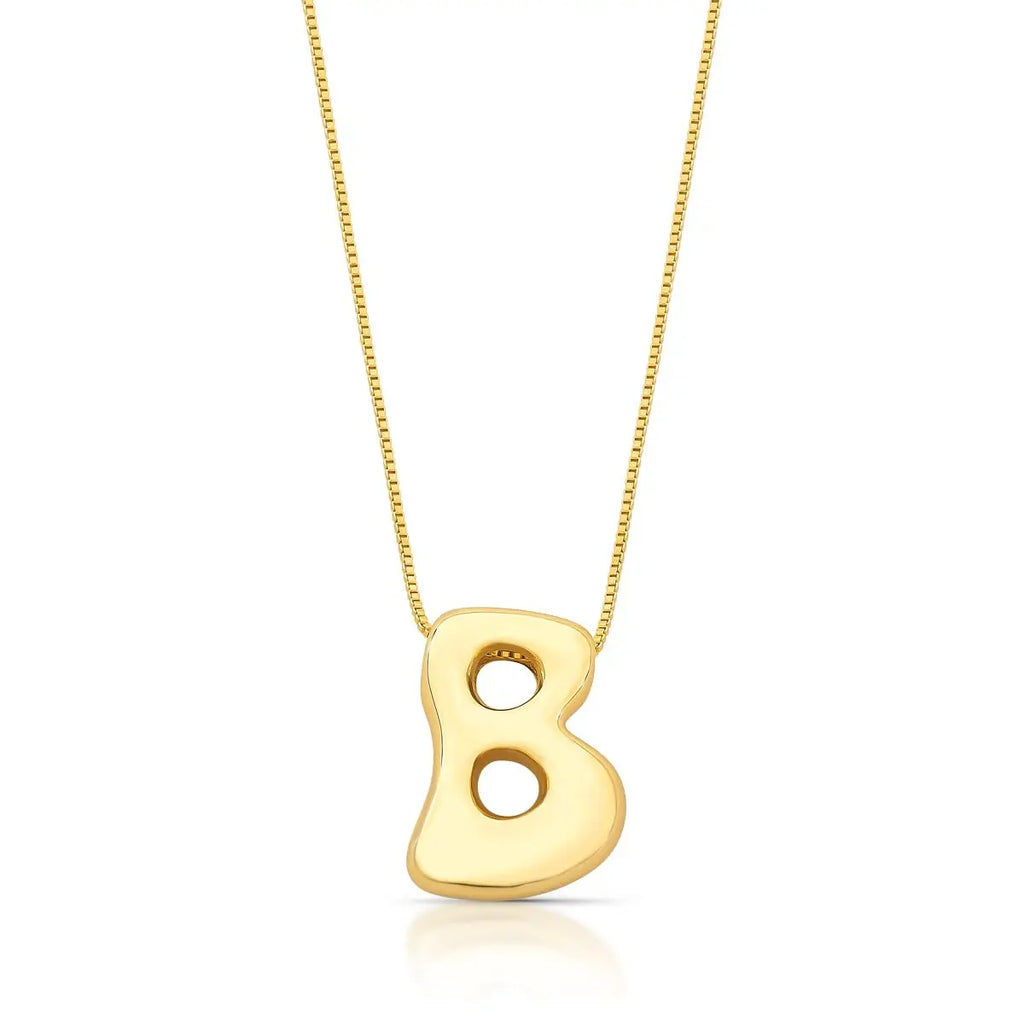 Colar Folheado a Ouro com Pingente de Letra "B" Abaulado
