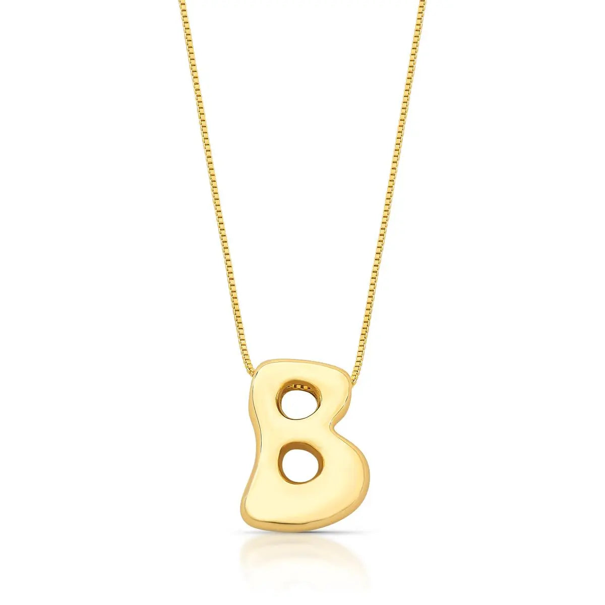 Colar Folheado a Ouro com Pingente de Letra "B" Abaulado