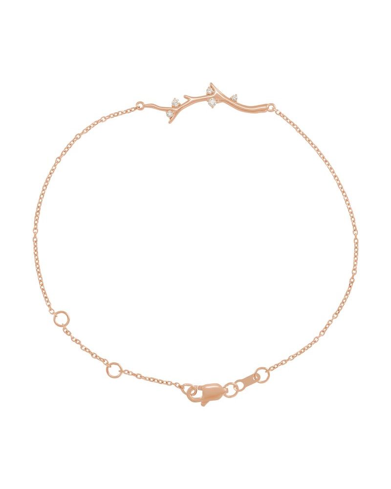Pulseira Galho Barra em Ouro 14k com Diamantes Naturais