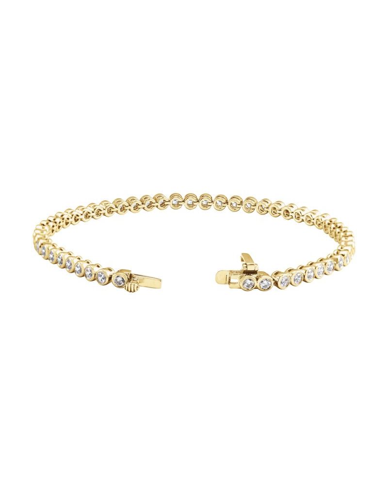 Pulseira com Cravação Bezel em Ouro 14k com Diamantes de Laboratório