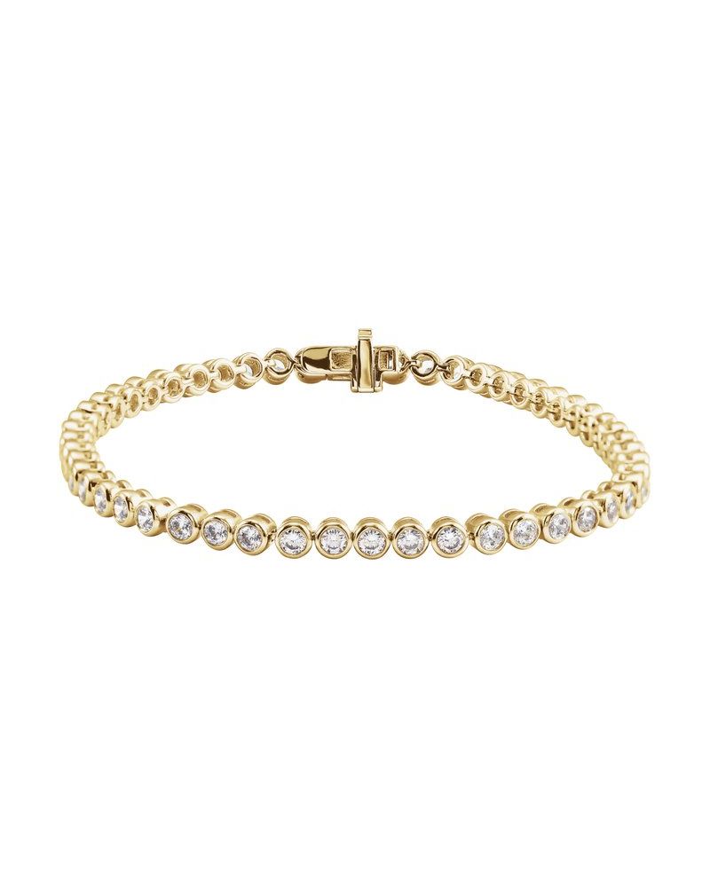 Pulseira com Cravação Bezel em Ouro 14k com Diamantes de Laboratório