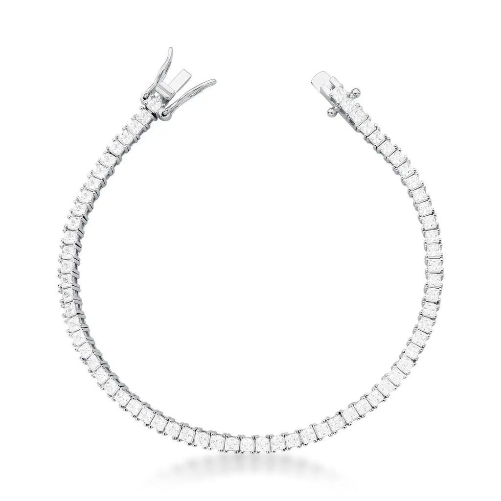 Pulseira de Prata 925 com Cristais Quadrados