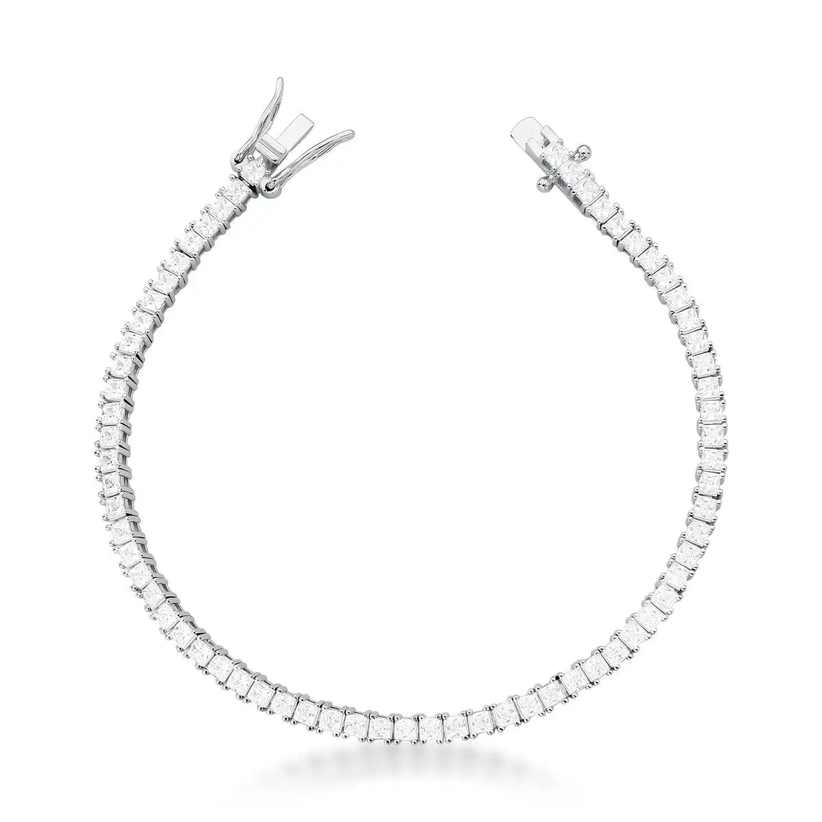 Pulseira de Prata 925 com Cristais Quadrados