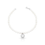 Pulseira de Prata 925 com Cristal Redondo e Pérola Shell