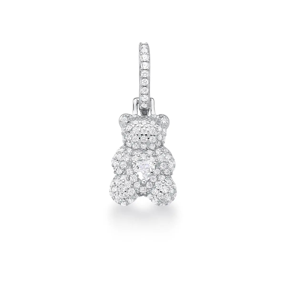 Pingente de Prata 925 de Urso Cravejado de Zircônias