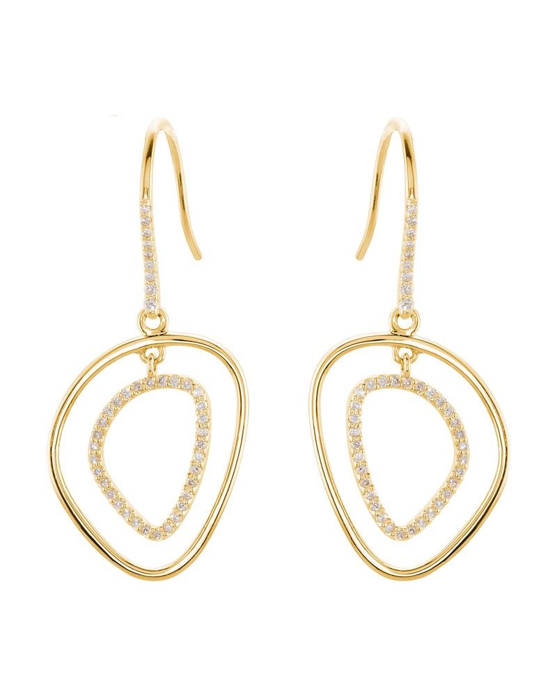 Brinco Silhueta Vazada Pendente em Ouro 14k com Diamantes Naturais – Modelo 3