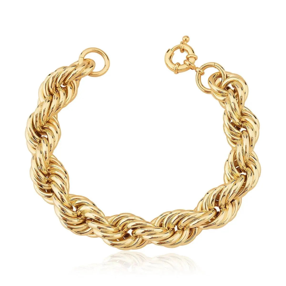 Pulseira Folheada a Ouro Cordão Baiano Liso com Fecho Boia 14mm