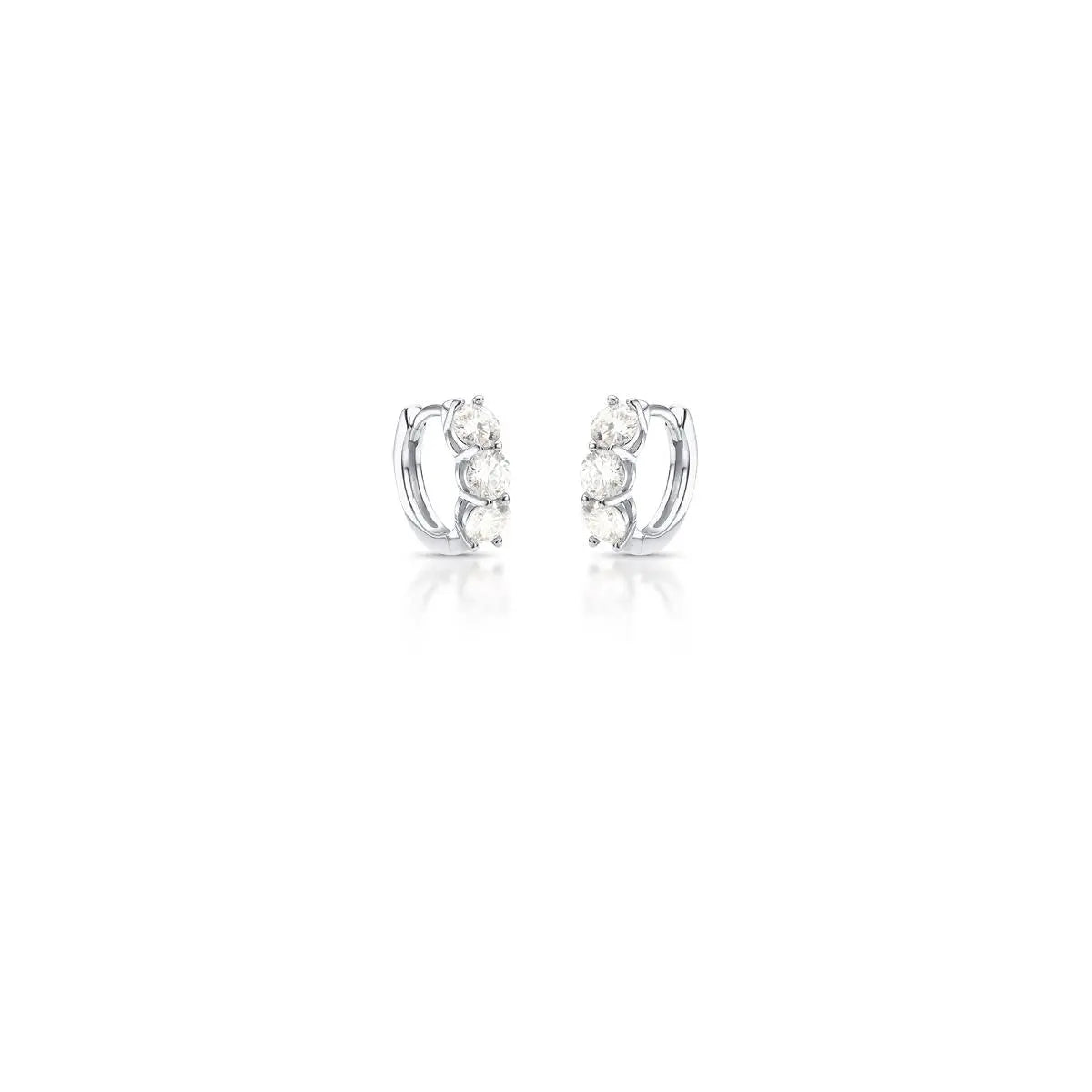 Argola de Prata 925 com Pedras Redondas Moissanite 4mm