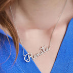 Gargantilha de Prata 925 e Moissanite Nome com Até 7 Letras