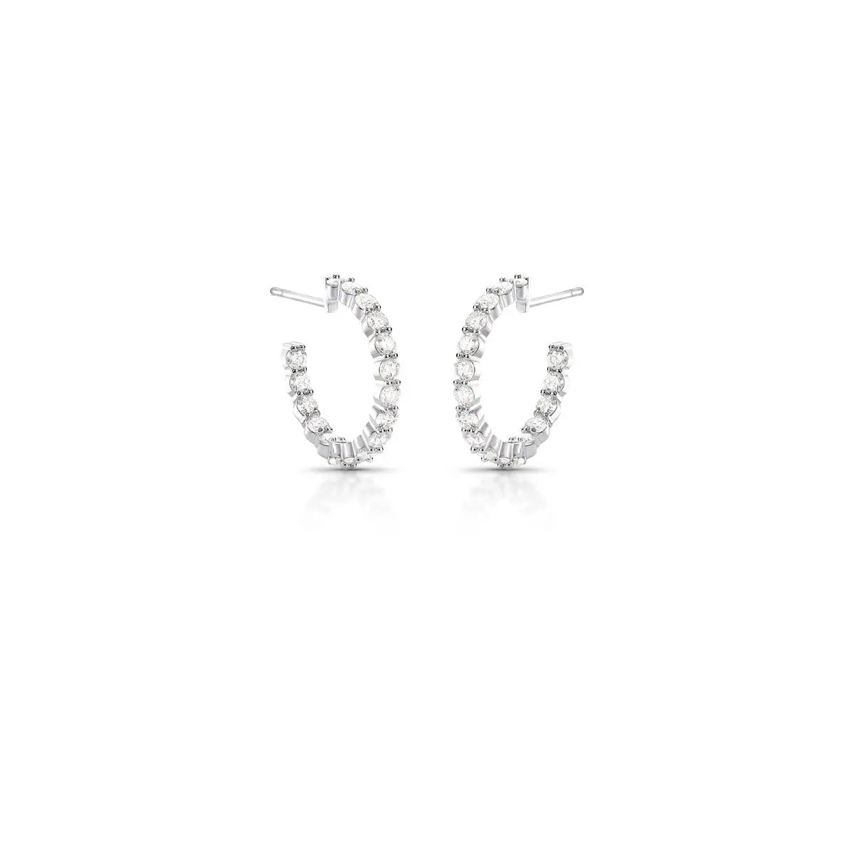Meia Argola de Prata 925 com Pedras Moissanite 2.5mm