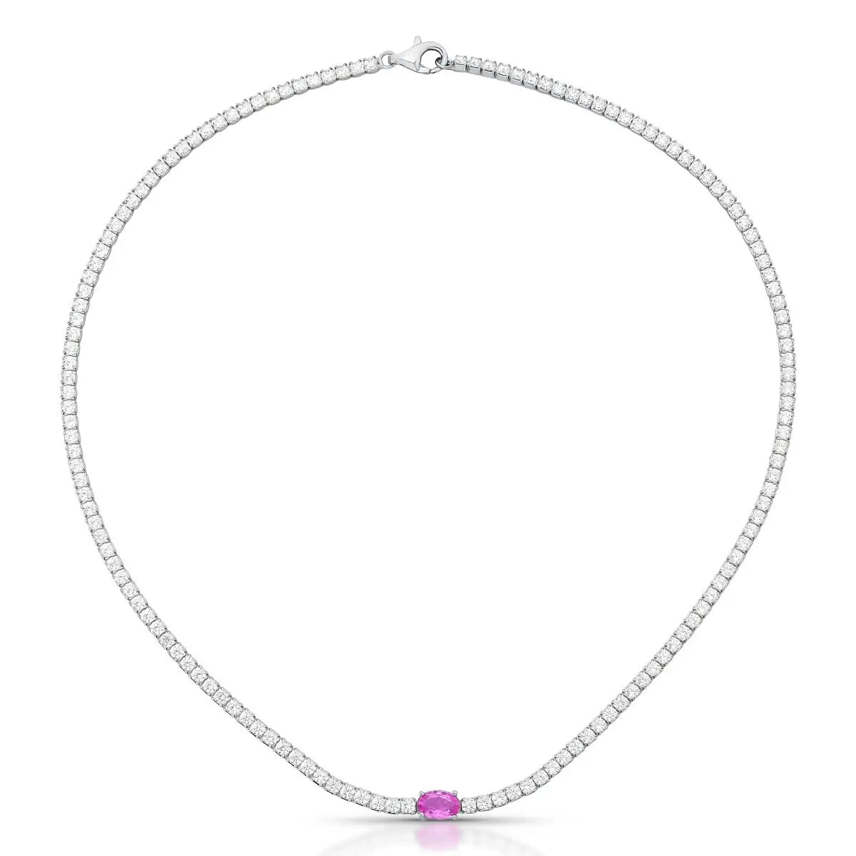 Colar Riviera de Prata 925 com Cristais Redondos e Oval