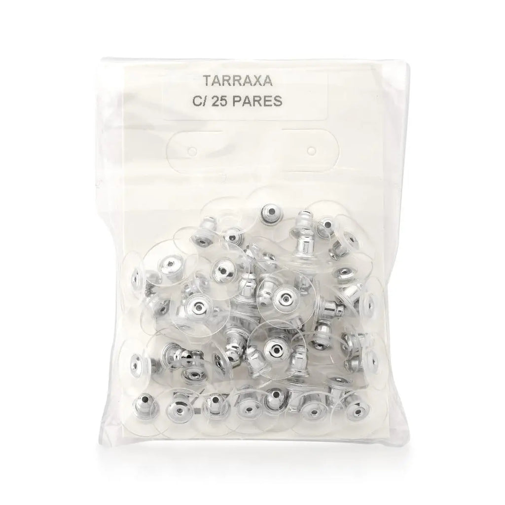 Kit 25 Pares de Tarraxas com Silicone Banhado a Ródio