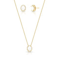 Conjunto Brinco e Colar com Cristal Oval e Zircônias
