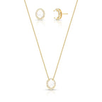 Conjunto Brinco e Colar com Cristal Oval e Zircônias