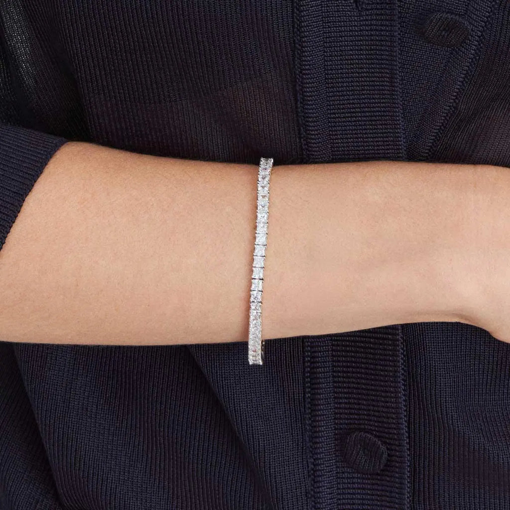 Pulseira de Prata 925 com Cristais Quadrados