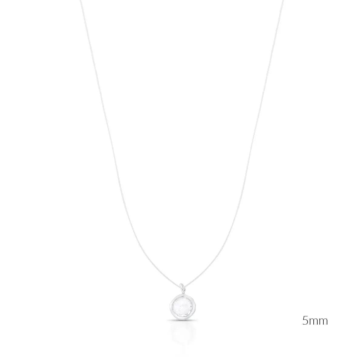 Colar de Prata 925 em Fio de Nylon com Pingente Ponto de Luz