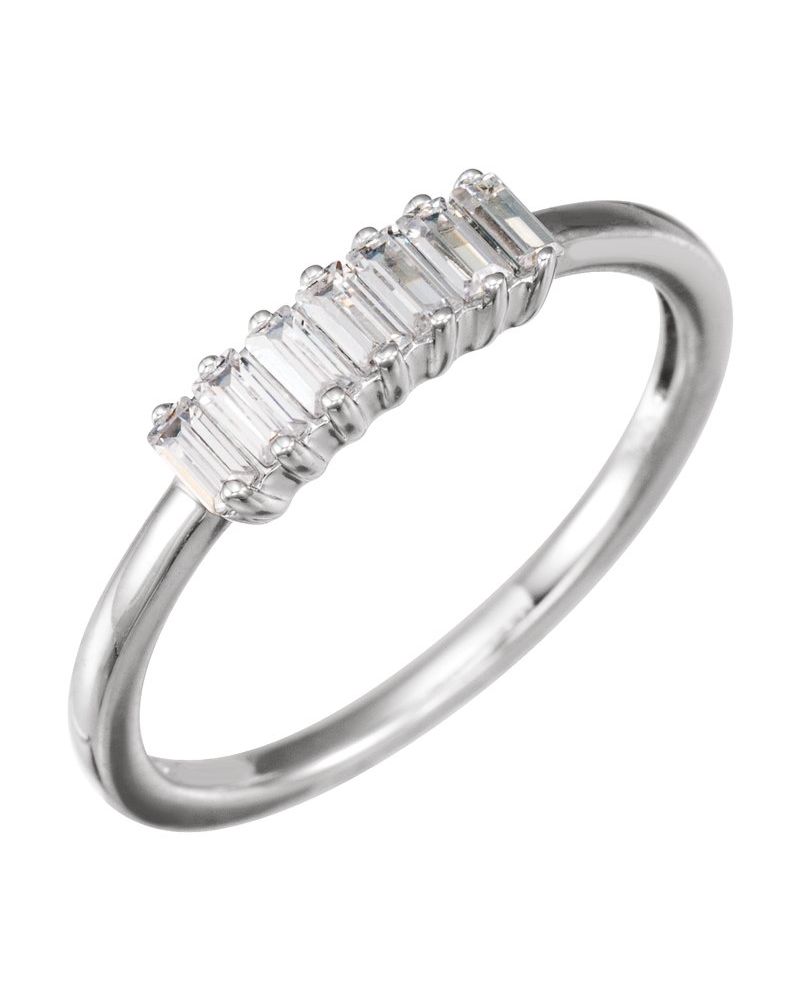 Anel Baguete em Ouro 14k com Diamantes de Laboratório