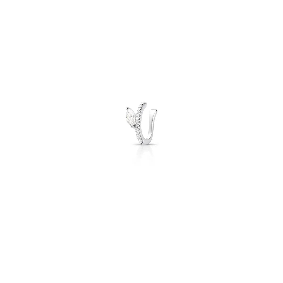 Piercing de Prata 925 de Orelha Pedra Moissanite 3x6mm