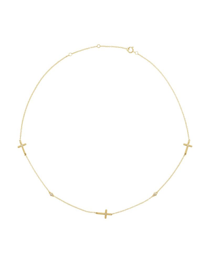 Colar Cruz Estações em Ouro 14k com Diamantes Naturais – Modelo 3