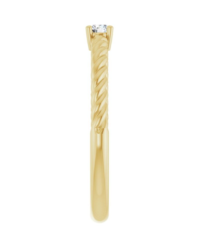 Anel Torcido Solitário em Ouro 14k com Diamantes Naturais