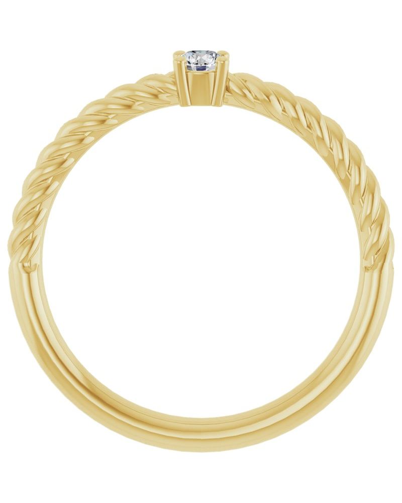 Anel Torcido Solitário em Ouro 14k com Diamantes Naturais