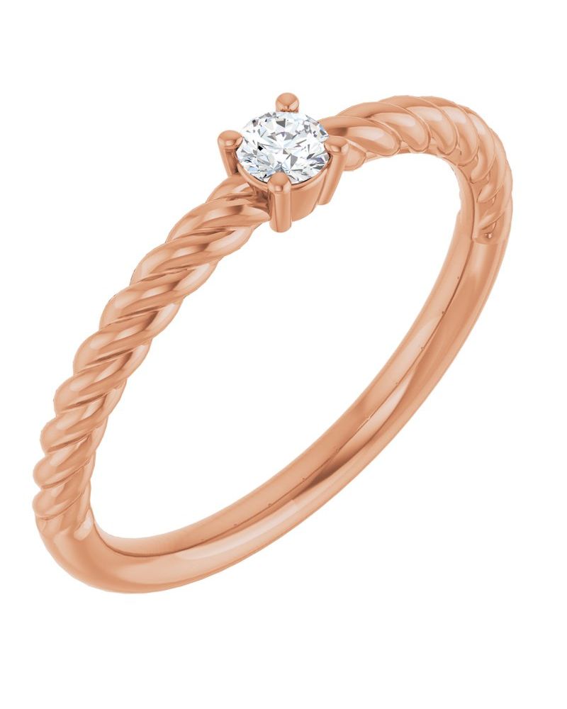 Anel Torcido Solitário em Ouro 14k com Diamantes Naturais