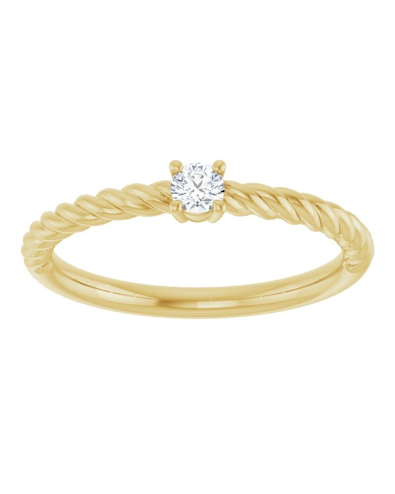 Anel Torcido Solitário em Ouro 14k com Diamantes Naturais