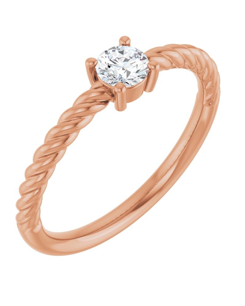 Anel Torcido Solitário em Ouro 14k com Diamantes Naturais
