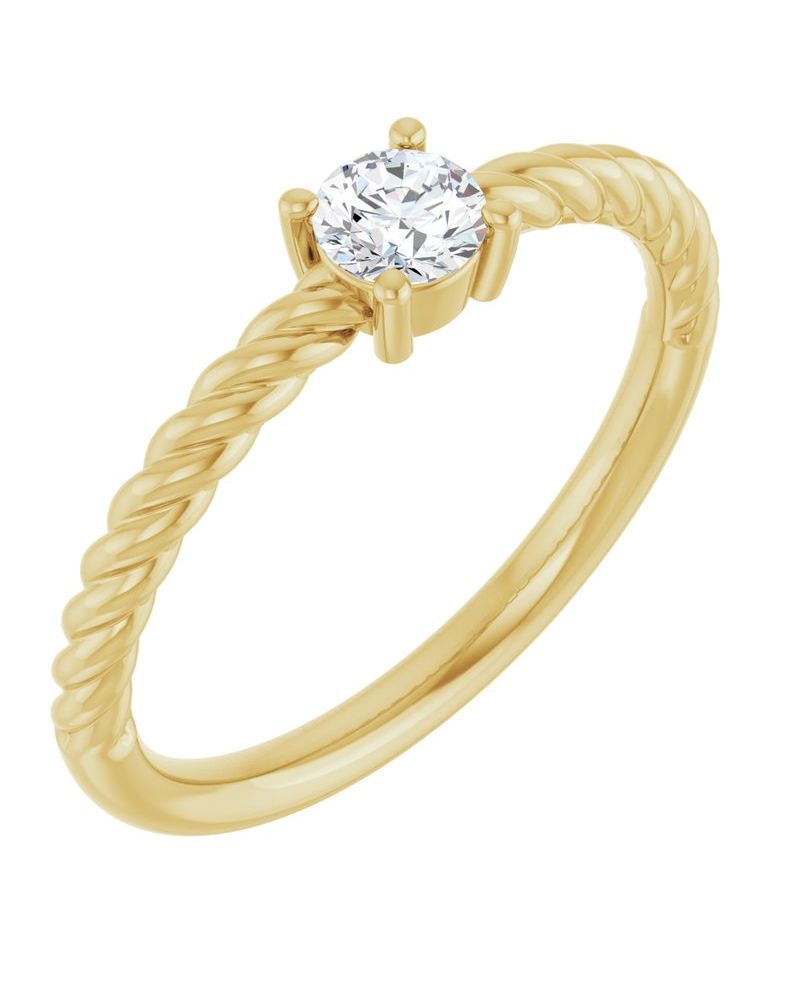 Anel Torcido Solitário em Ouro 14k com Diamantes Naturais