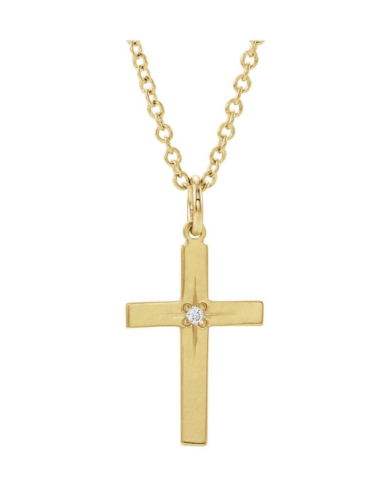 Colar Cruz Infantil em Ouro 14k com Diamantes Naturais