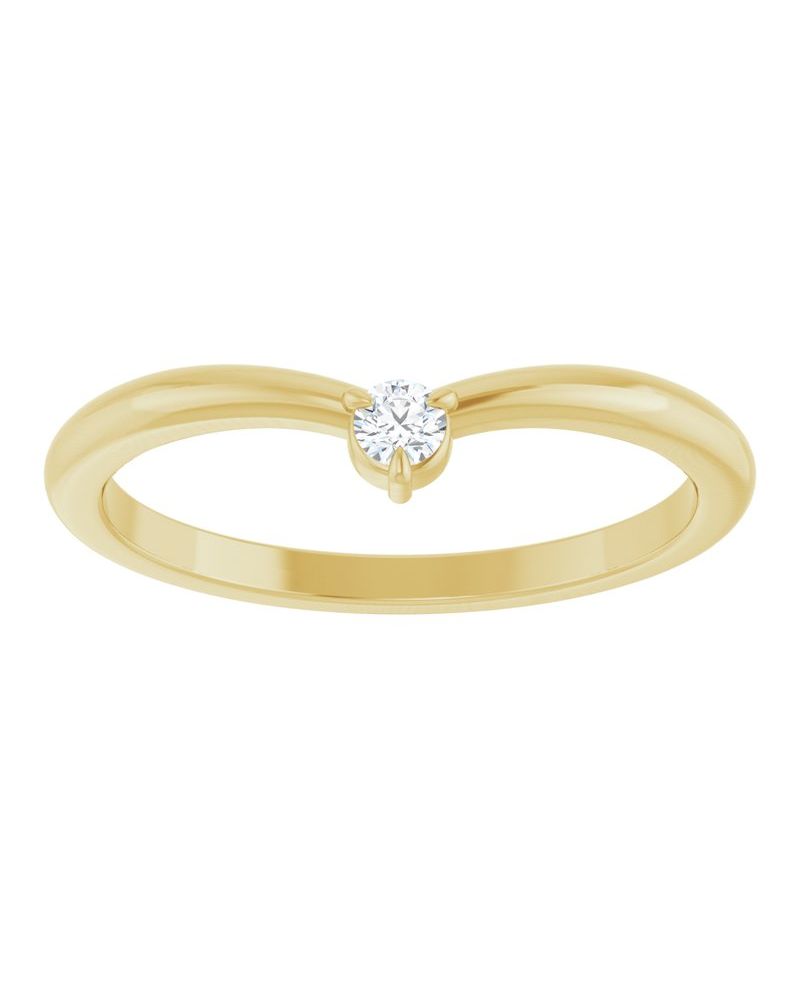 Anel em V Empilhável em Ouro 14k com Diamantes Naturais