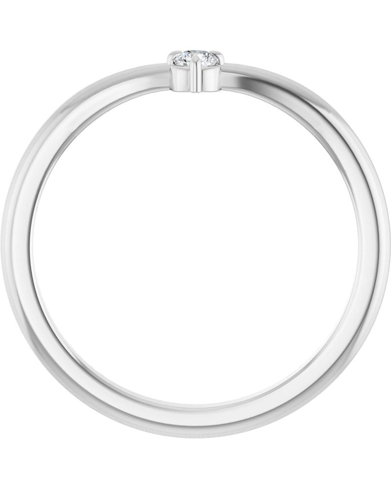 Anel em V Empilhável em Ouro 14k com Diamantes Naturais