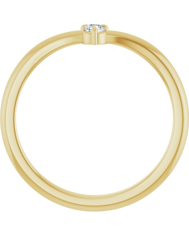 Anel em V Empilhável em Ouro 14k com Diamantes Naturais