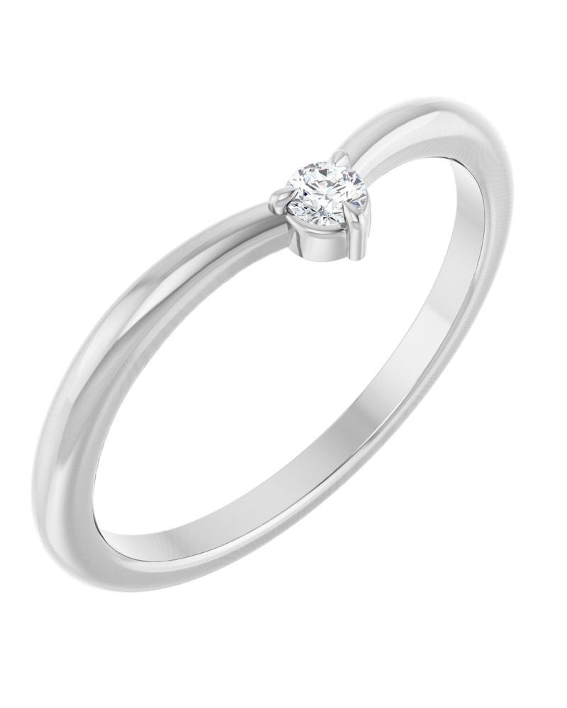 Anel em V Empilhável em Ouro 14k com Diamantes Naturais