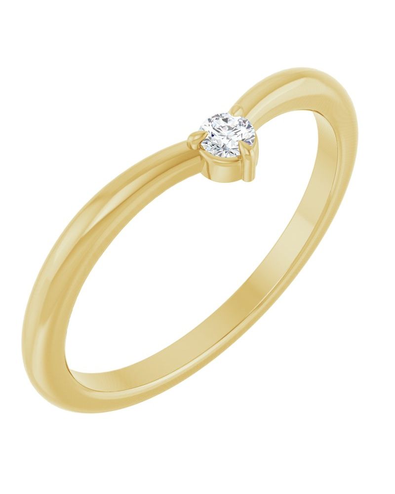 Anel em V Empilhável em Ouro 14k com Diamantes Naturais